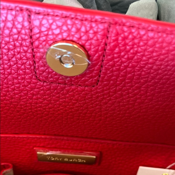 NWT Tory Burch Brody Tote Liberty Red/Beige Pebbled Leather - Picture 8 of 11